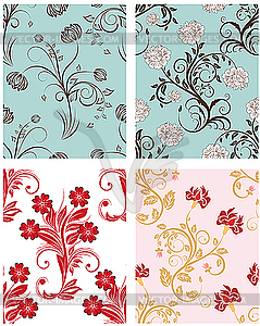 Seamless floral backgrounds set - vector image