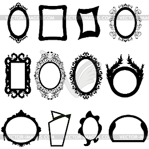 Set of mirror silhouettes - vector image