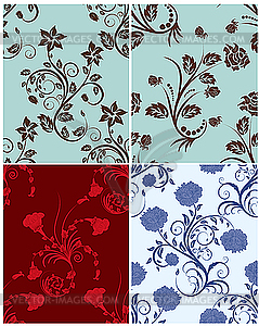 Seamless floral backgrounds set - vector clipart