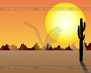 Desert and rocks - vector image