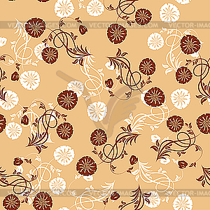 Seamless floral pattern - color vector clipart