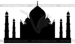 Taj mahal temple silhouette - vector clipart