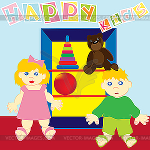 Happy kids - vector image