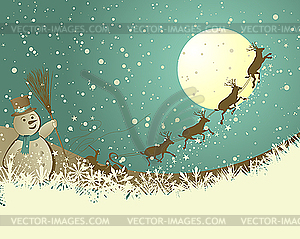 Retro Christmas (New Year) card - vector clip art