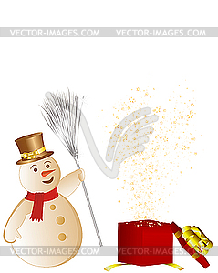 Christmas card with snowman - vector clip art