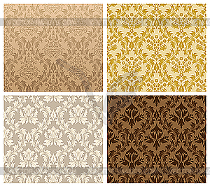 Seamless damask pattern set - vector clipart