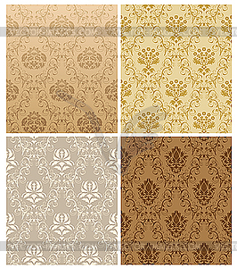 Seamless damask pattern set - vector clipart