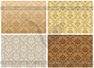 Seamless damask pattern set - stock vector clipart