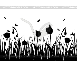 Meadow silhouettes - vector clipart