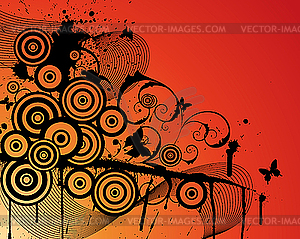 Grunge background with swirls - vector image