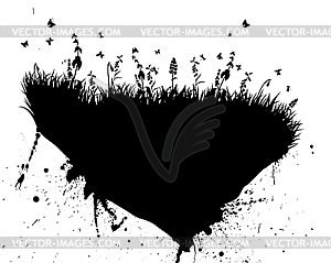 Grunge meadow silhouettes - vector clip art