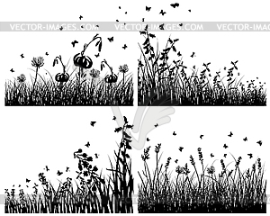 Set of grass silhouettes - vector clip art