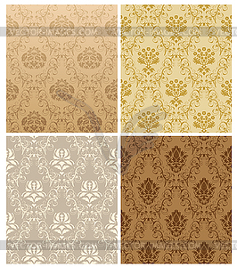 Seamless damask pattern set - vector image