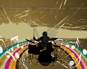 Rock group drummer - vector image