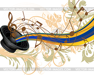 Musical grunge background - vector clipart