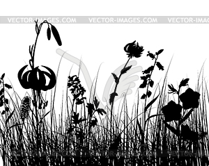 Meadow silhouettes - vector clipart