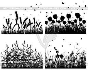 Set of grass silhouettes - vector clipart