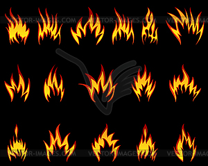 Fire icon set - color vector clipart