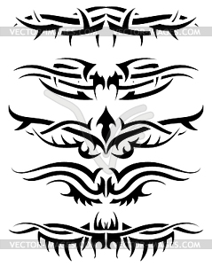 Tattoos set - white & black vector clipart