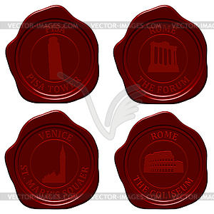 Italy sealing wax set - vector clipart