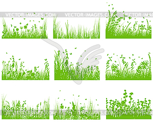Meadow silhouette set - vector image