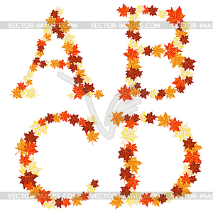 Autumn maples leaves letter - vector image