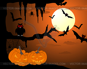 Happy halloween card - color vector clipart