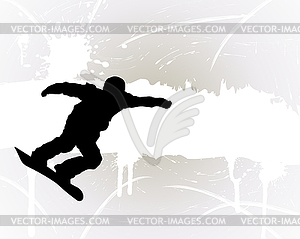 Background with snowboarder - vector image