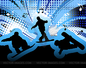 Background with snowboarders - vector clipart