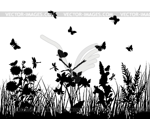 Meadow silhouettes - vector clipart