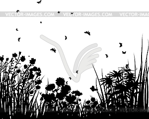 Meadow silhouettes - vector clip art