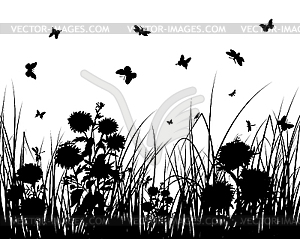 Meadow silhouettes - vector clipart