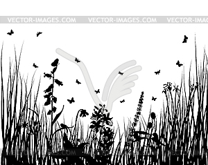 Meadow silhouettes - vector clipart / vector image
