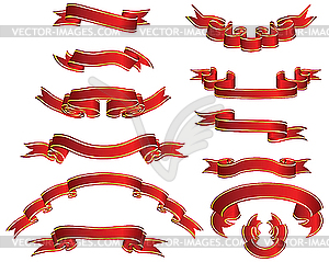 Red ribbons set - vector clipart