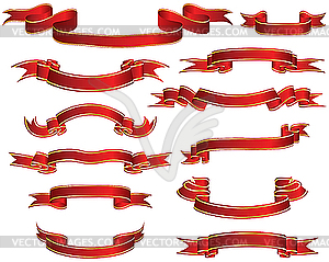 Red ribbons set - vector clipart