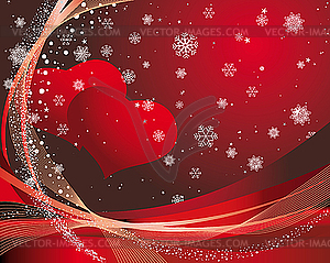 Valentine's card with hearts and snowflakes - vector image