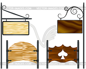 Wooden billboards - vector clip art