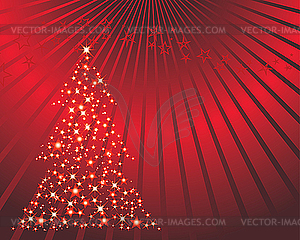 Red christmas card with fir tree - royalty-free vector image