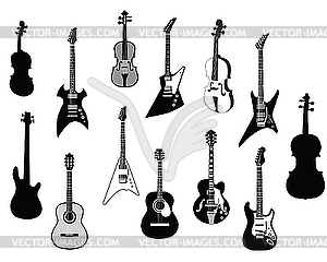 Guitars silhouettes - vector image