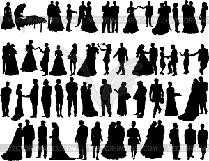 Wedding silhouettes - vector clipart