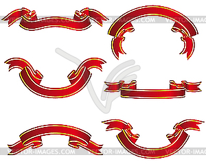 Red ribbons set - vector clipart