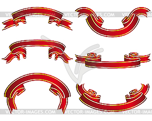 Red ribbons set - vector clipart