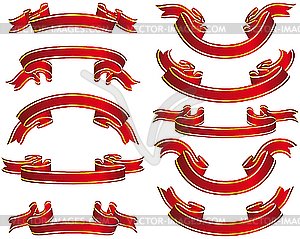 Red ribbons set - vector clip art