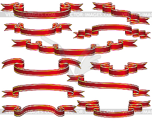 Red ribbons set - vector clipart