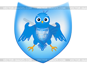 Blue bird on heraldic shield - vector clipart