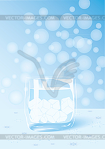 Glass with ice water - vector image
