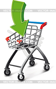 Empty supermarket cart - vector image