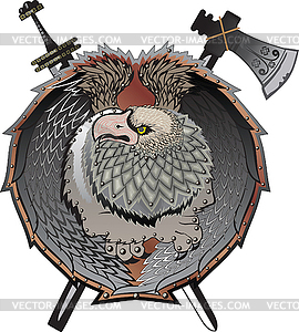 Gryphon on shield - vector image