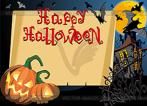 Halloween Card with scroll frame - vector clip art