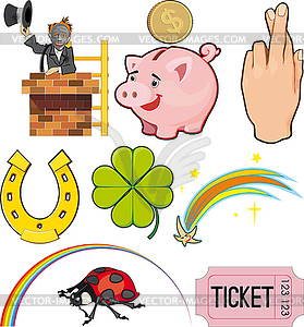 Objects of Good Luck - vector clipart